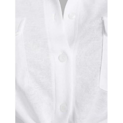 Semi Sheer Pocket Tied Shirt