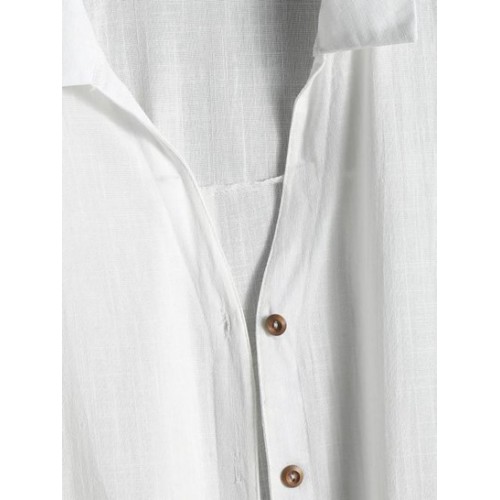 V Notched Tie Side Longline Shirt