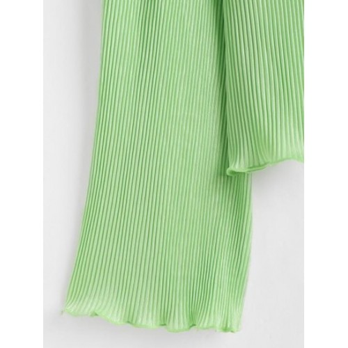 Plisse Bell Sleeve Shirt