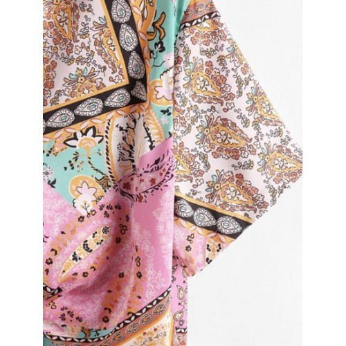 Ethnic Floral Paisley Print Tied Shirt