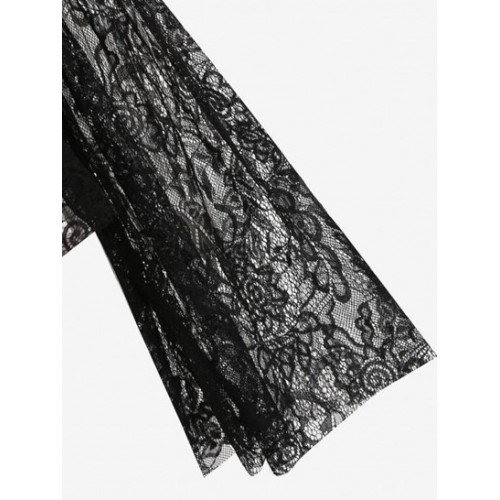 Halloween Lace See Thru Cut Out Flare Sleeve Top
