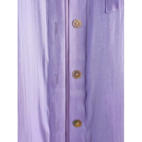 Front Pocket Silky Shiny Button Down Shirt