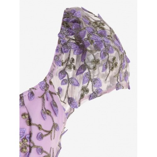 Leaves Embroidered Sheer Mesh Bustier Cropped Top
