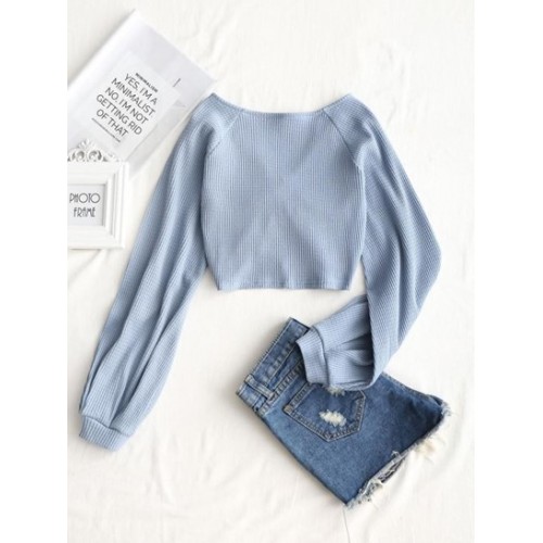 Textured Knitted Gathered Top