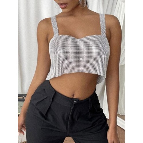 Rhinestone Crop Tank Top